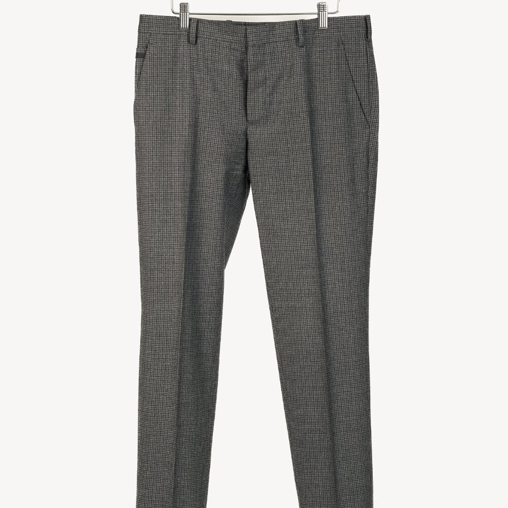 Prada Grey-Check Virgin Wool-Suiting Cuffed Trousers
